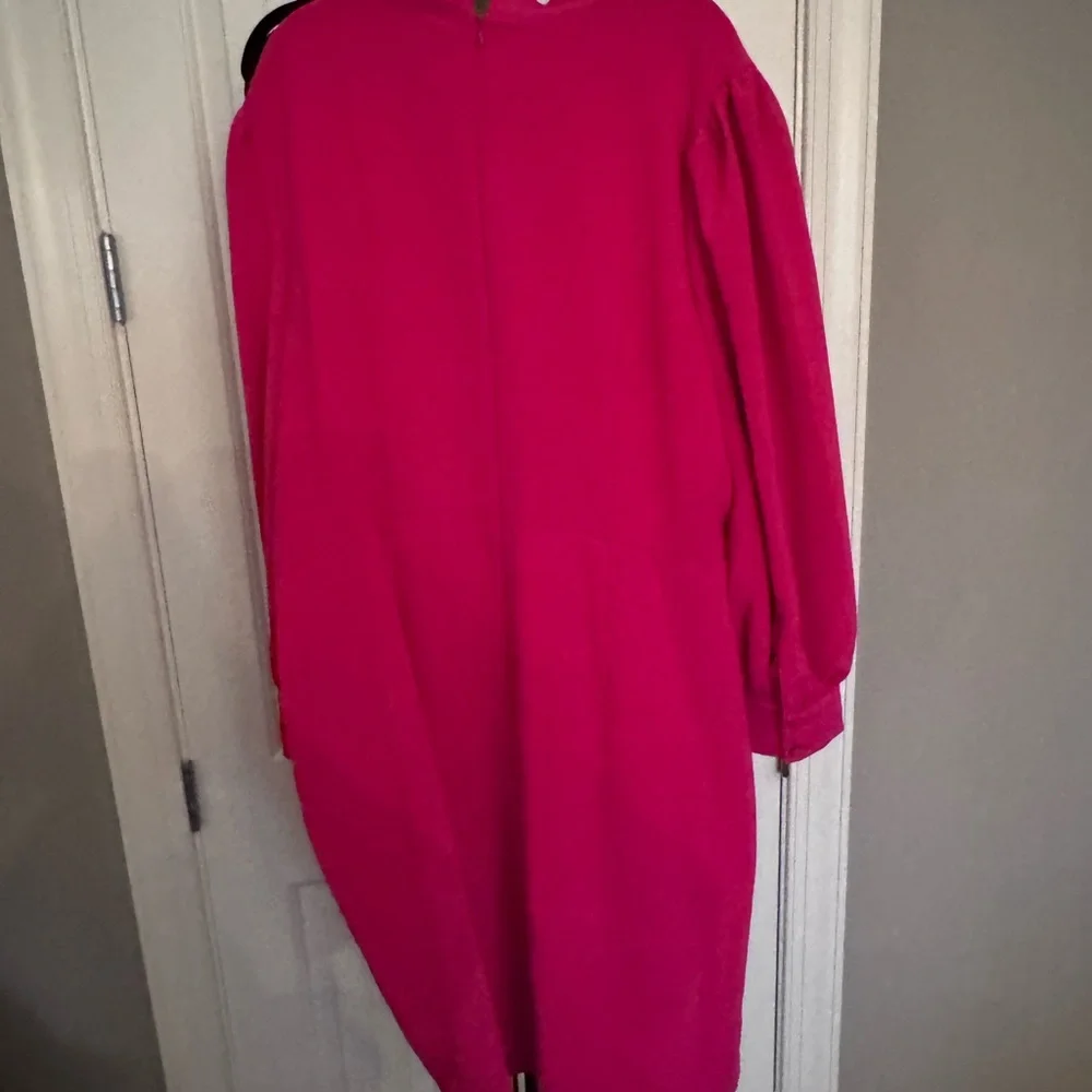 Pink Long Sleeve Sheath Dress with Mock Neck for Cocktail - Picture 7 of 7